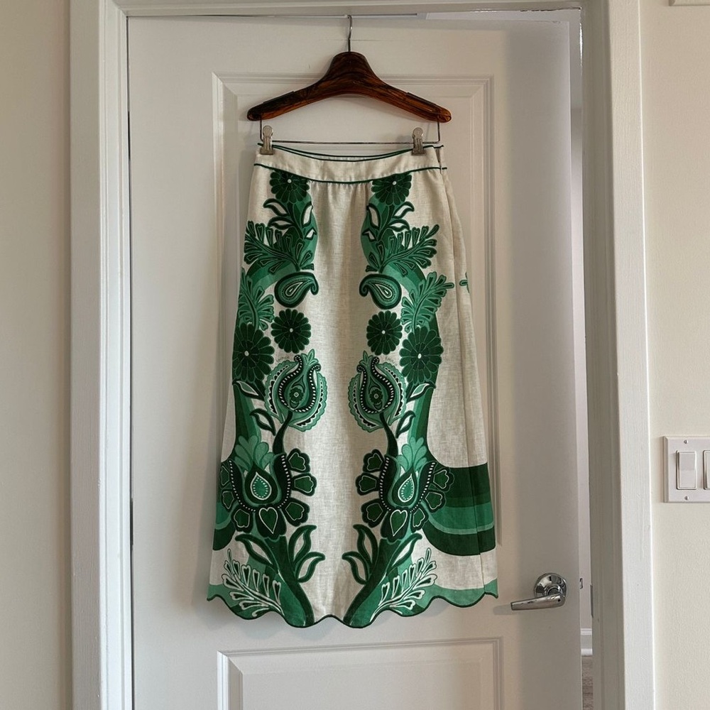 Farm Rio Green Color Festival Midi Skirt - Picture 5 of 11